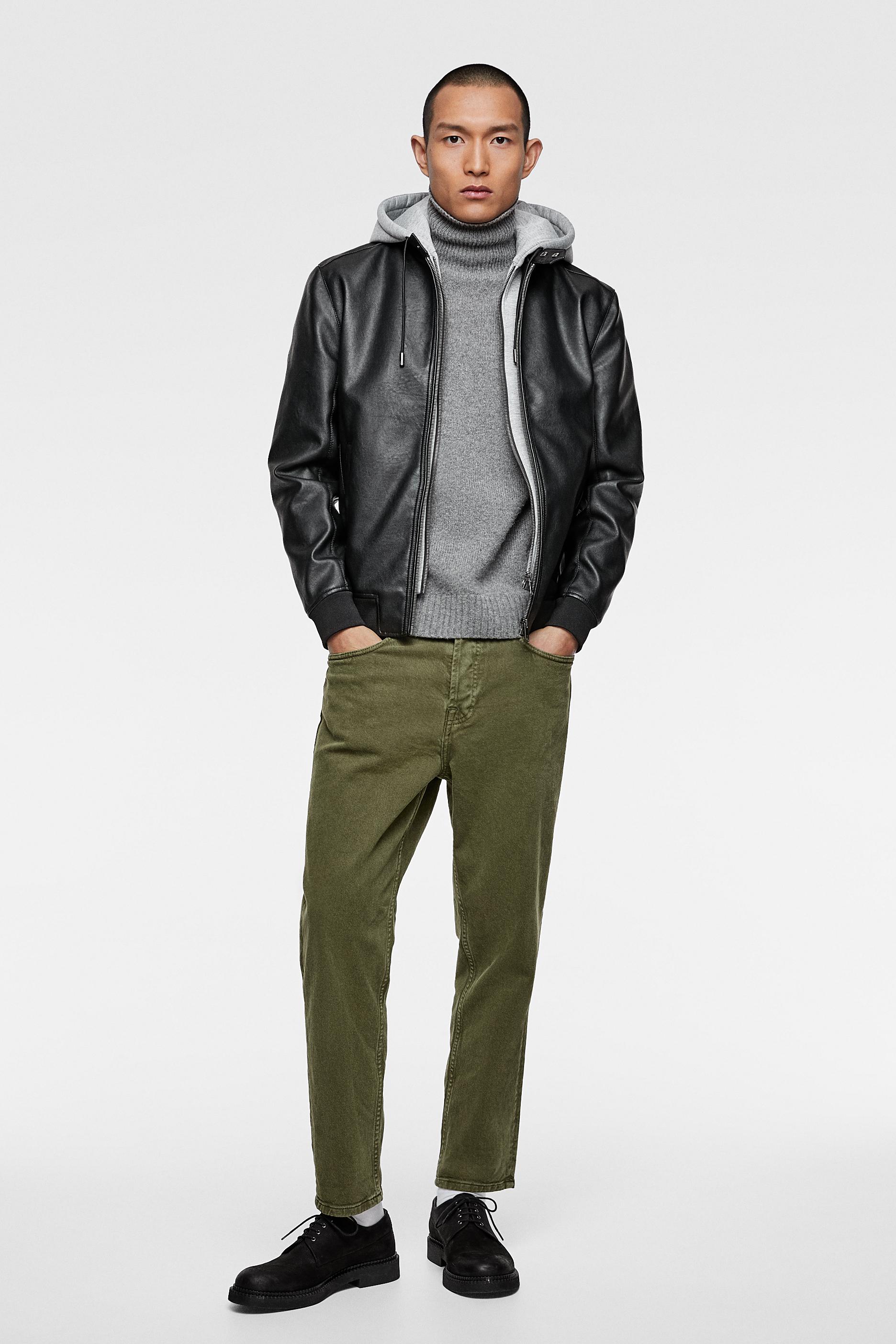 Contrasting Faux Leather Jacket