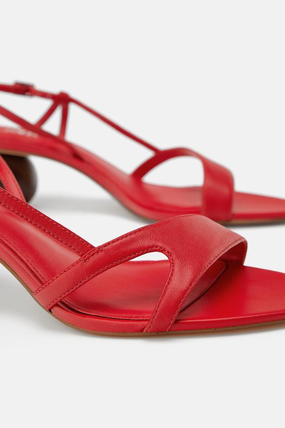 Image 5 of LEATHER ROUND HEEL SANDALS from Zara