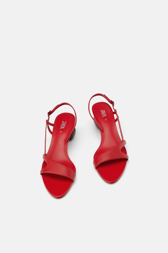 Image 3 of LEATHER ROUND HEEL SANDALS from Zara