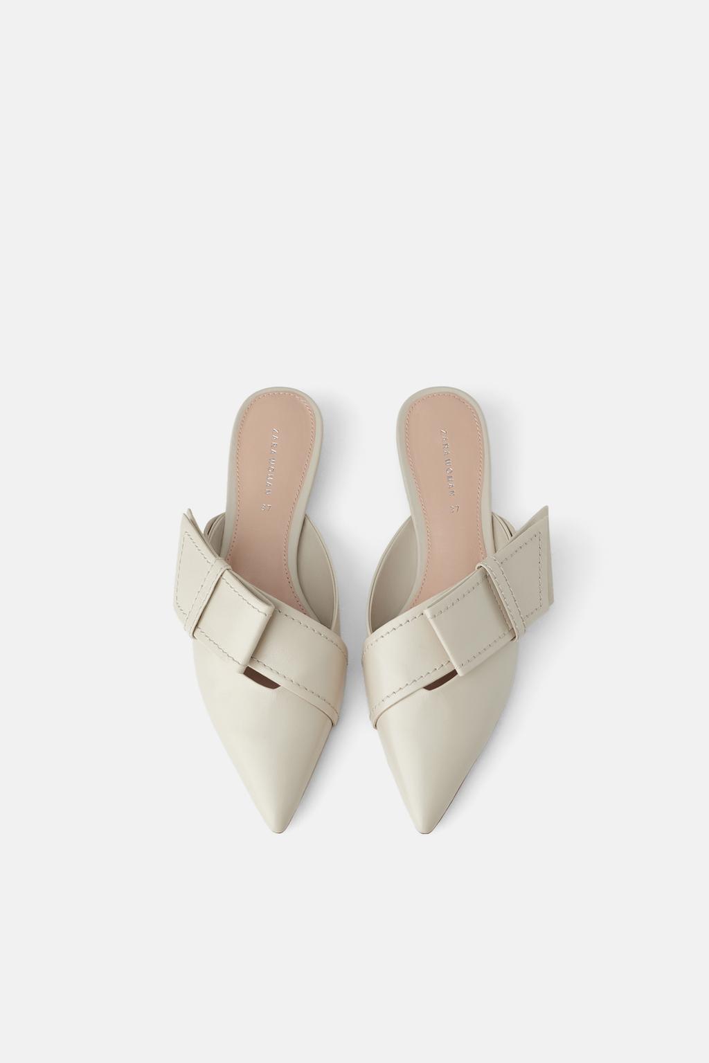 Image 3 of LEATHER MULES WITH BOW DETAIL from Zara