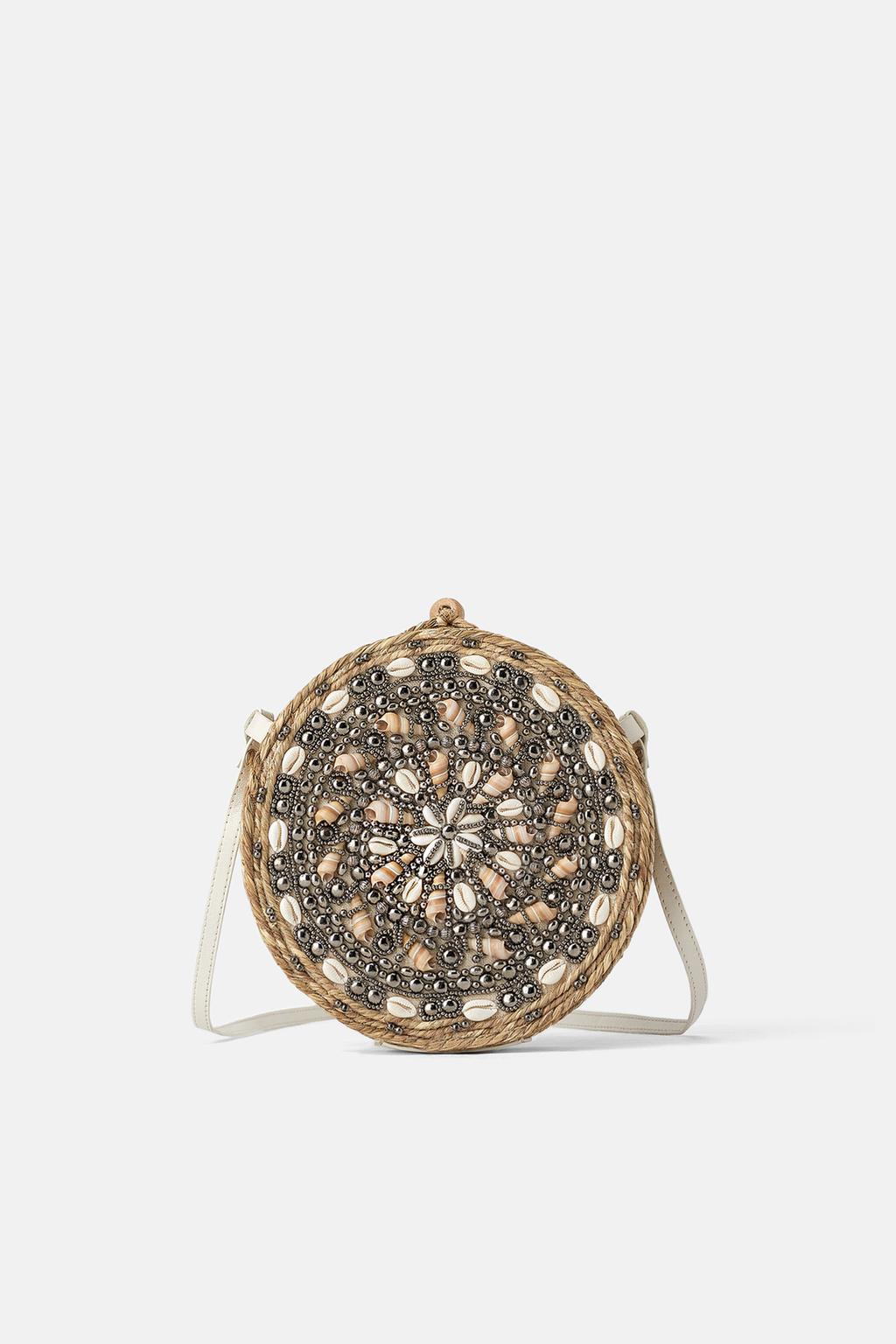 ZdjÄcie 2 TOREBKA LISTONOSZKA Z PLECIONKI Z ESPARTO I MUSZLAMI z Zara