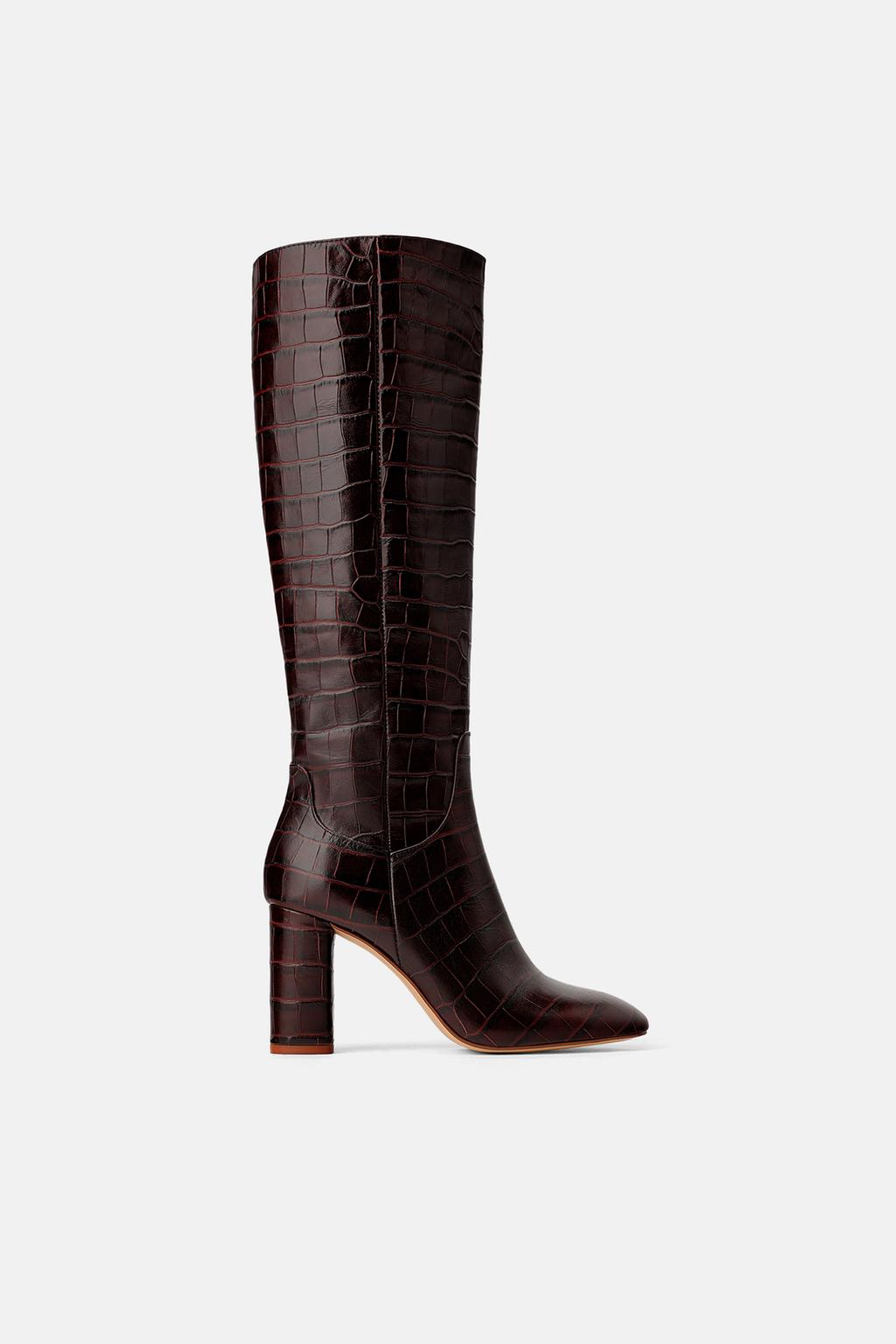 Image 2 of ANIMAL PRINT HEELED LEATHER BOOTS from Zara