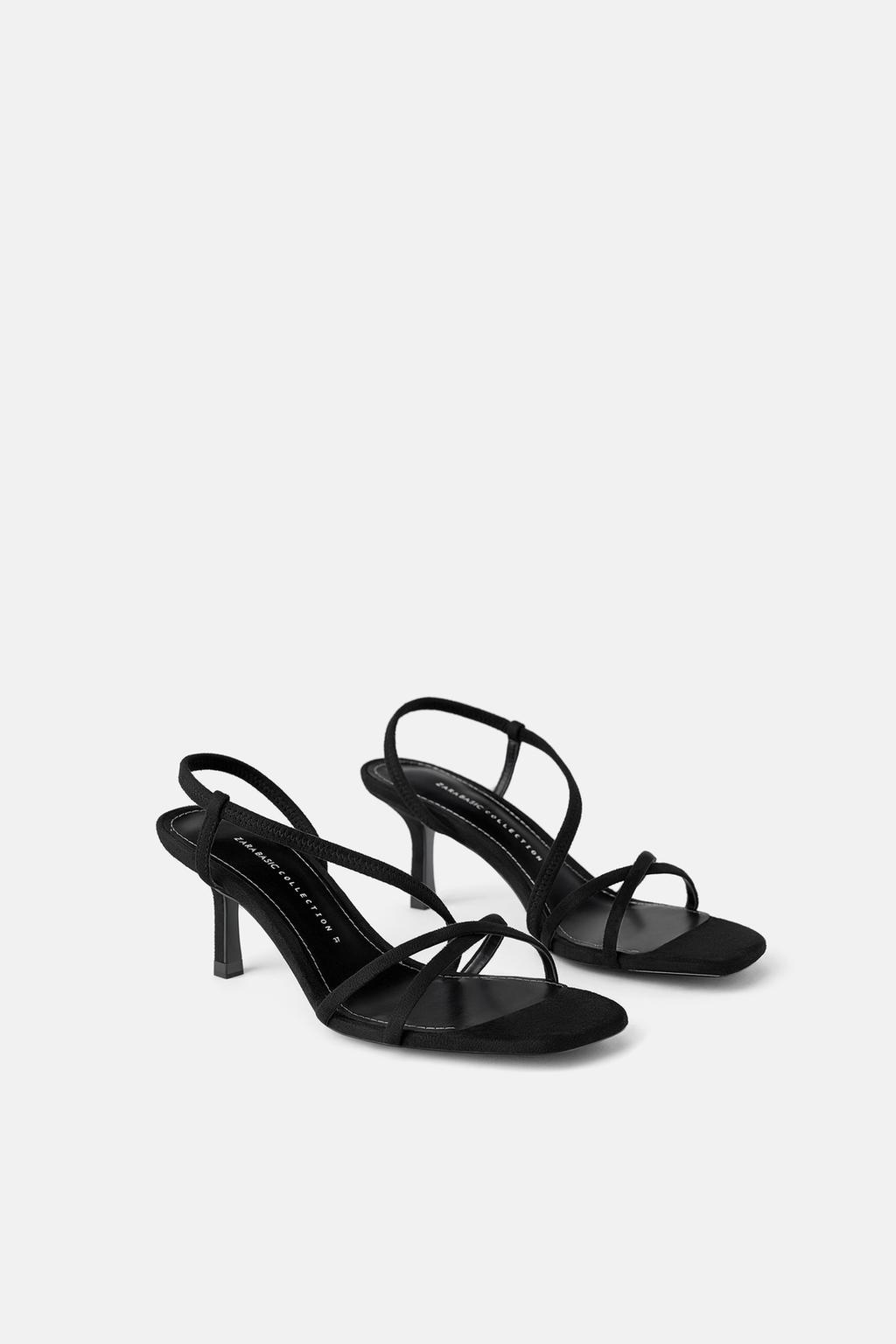 Image 1 of MID-HEIGHT HEELED ELASTIC STRAP SANDALS from Zara