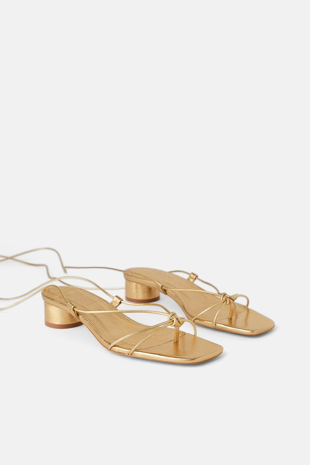 Image 3 of STRAPPY LEATHER HEELED SANDALS from Zara