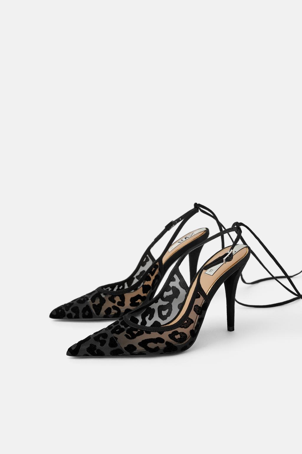 Image 1 of ANIMAL PRINT SLINGBACK VELVET HIGH-HEEL SHOES from Zara