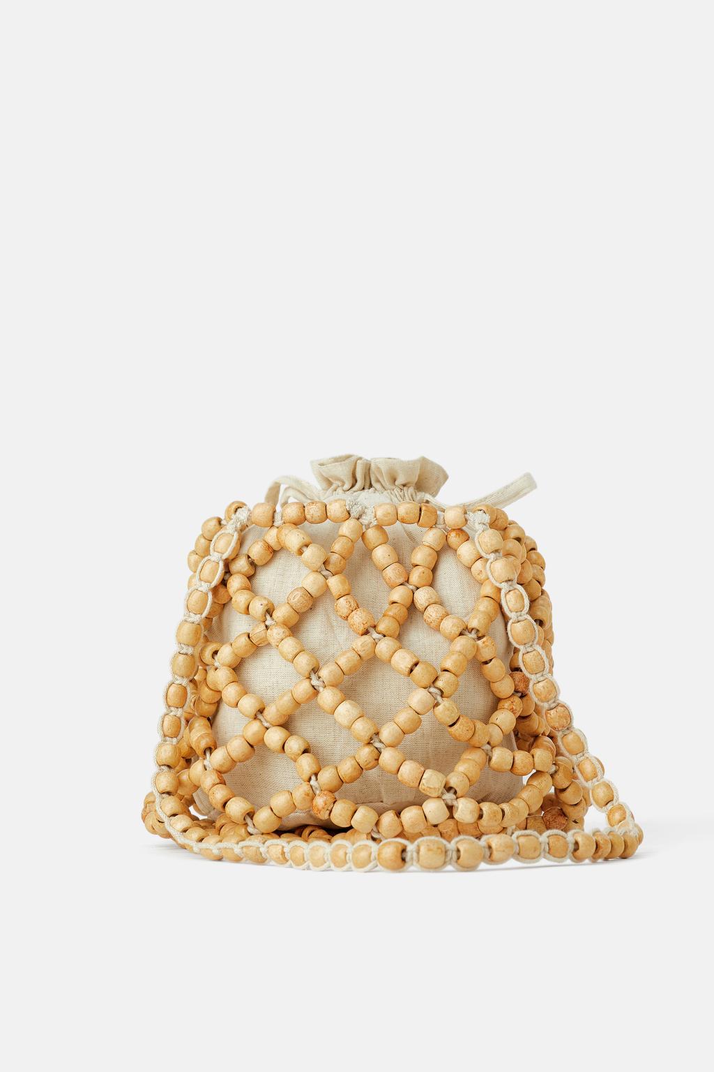 ZdjÄcie 2 TOREBKA TYPU WOREK Z DREWNIANYMI KORALIKAMI z Zara