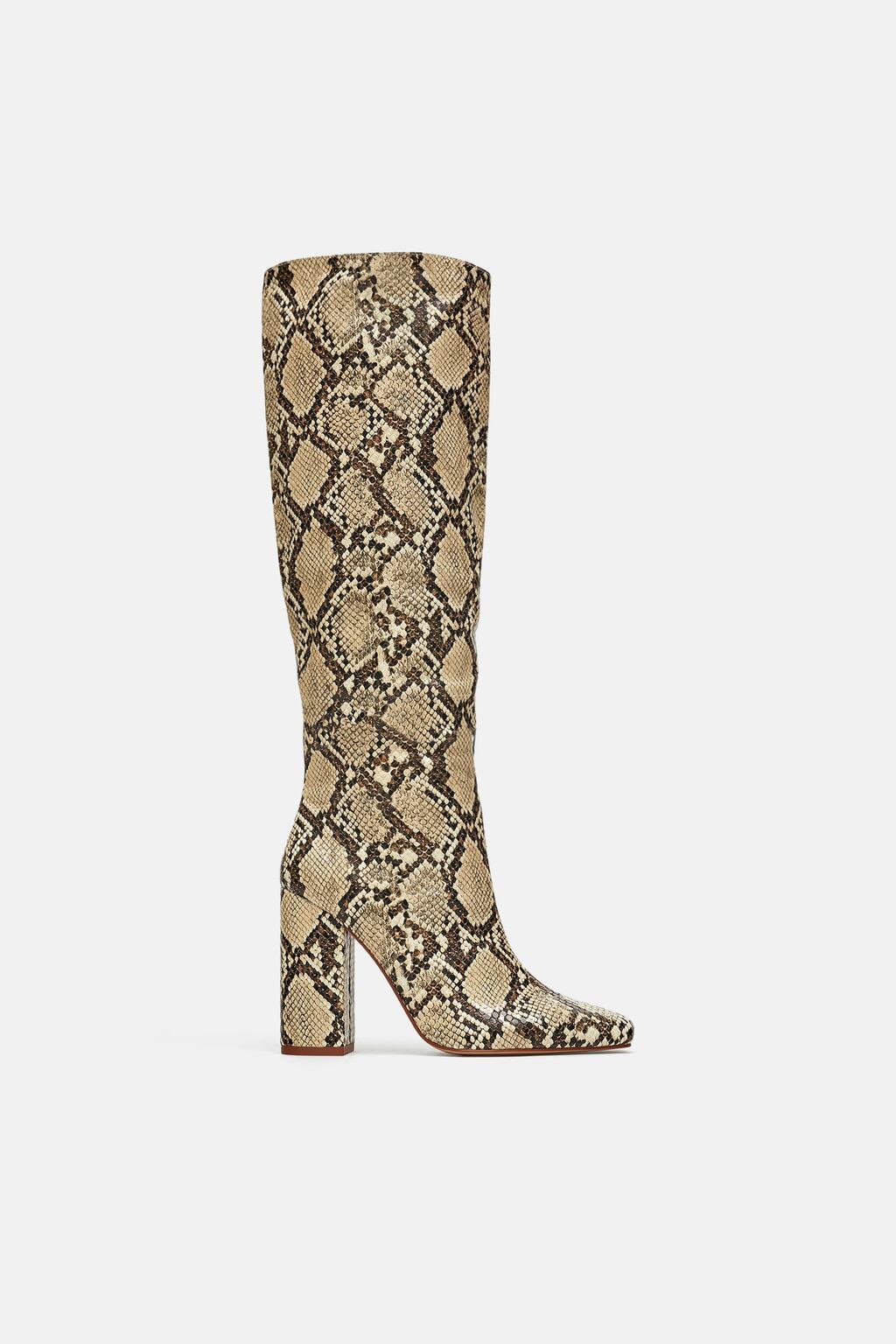 Image 2 of HEELED SNAKESKIN PRINT BOOTS from Zara