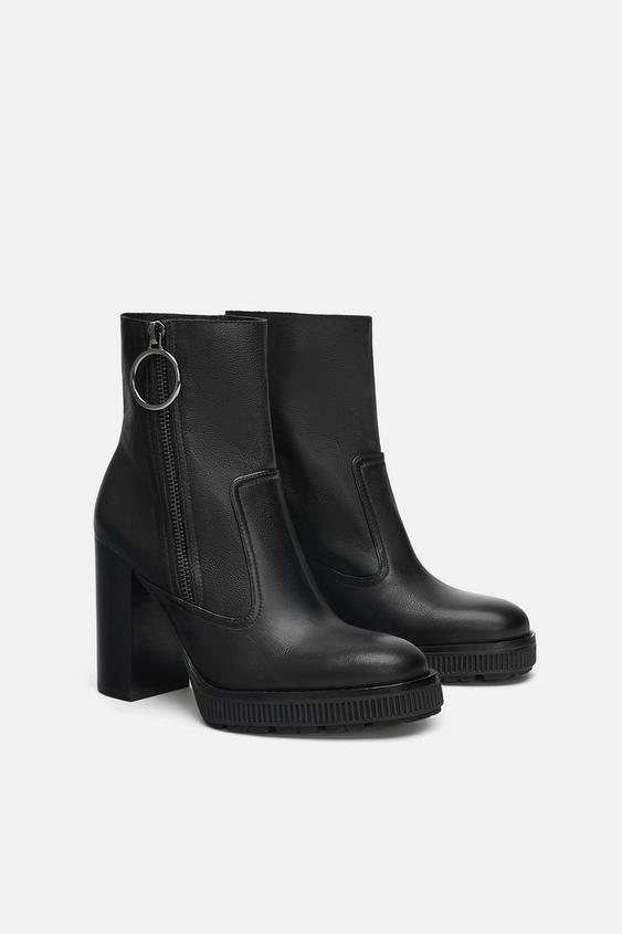 Platform Leather High Heel Ankle Boots
