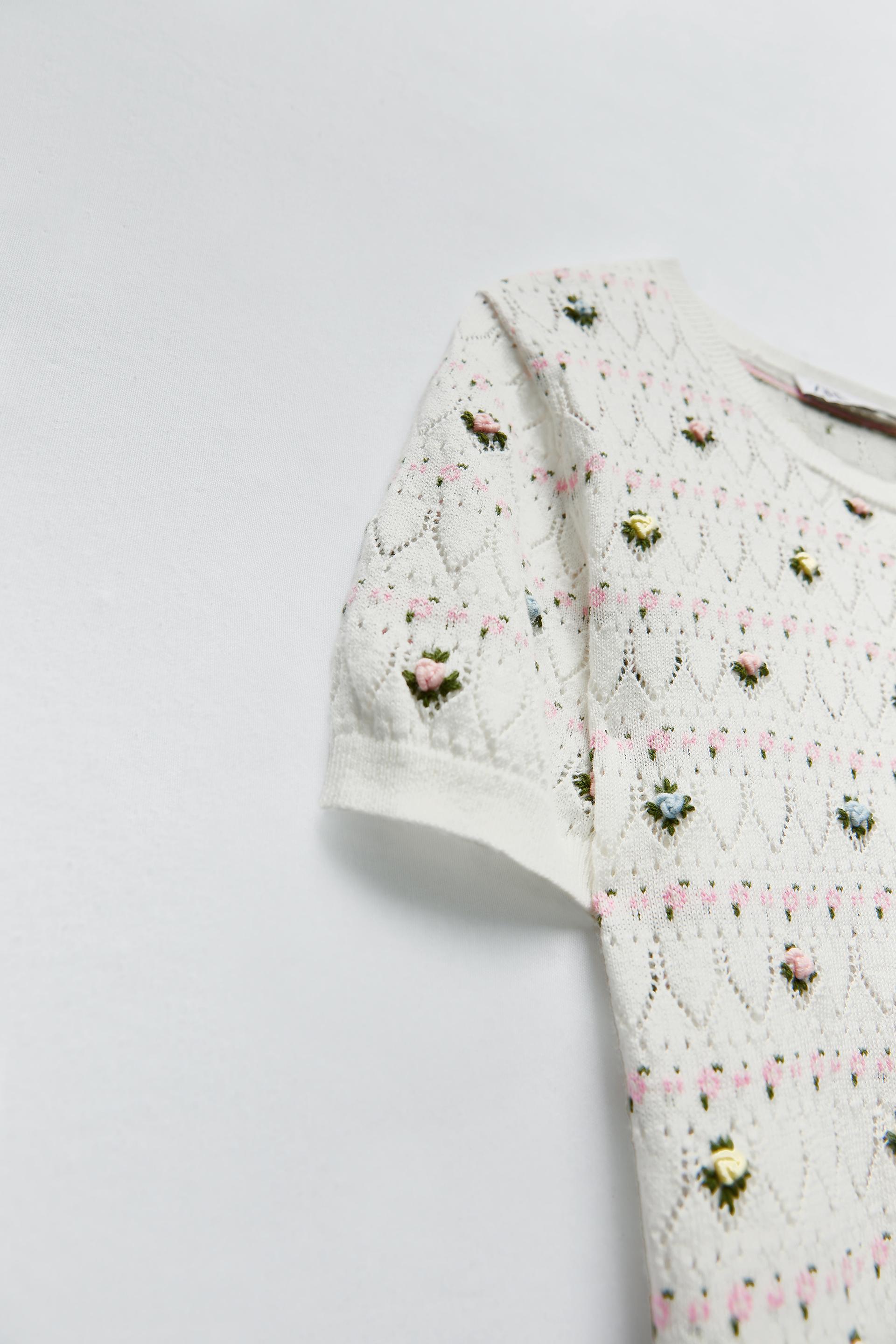 フラワー刺繍セーター Zara Japan 日本