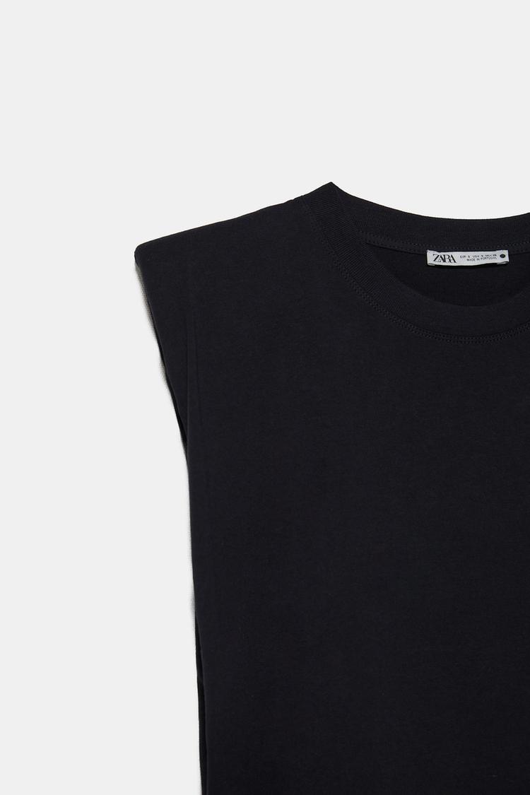 T Shirt With Shoulder Pads Zara United Arab Emirates Abu Dhabi