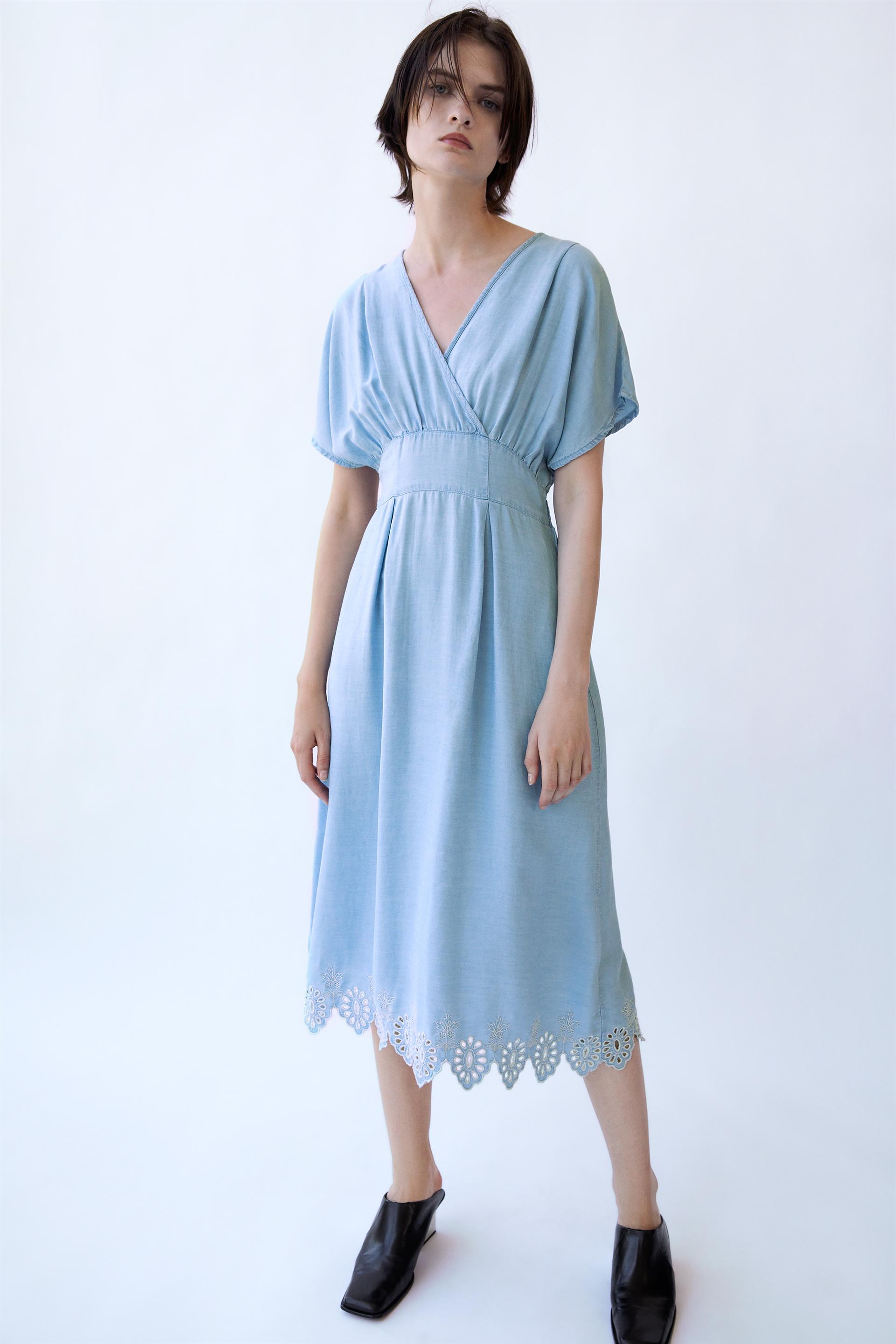刺繍デニムワンピース Zara Japan 日本 刺繍デニムワンピース Zara Japan 日本