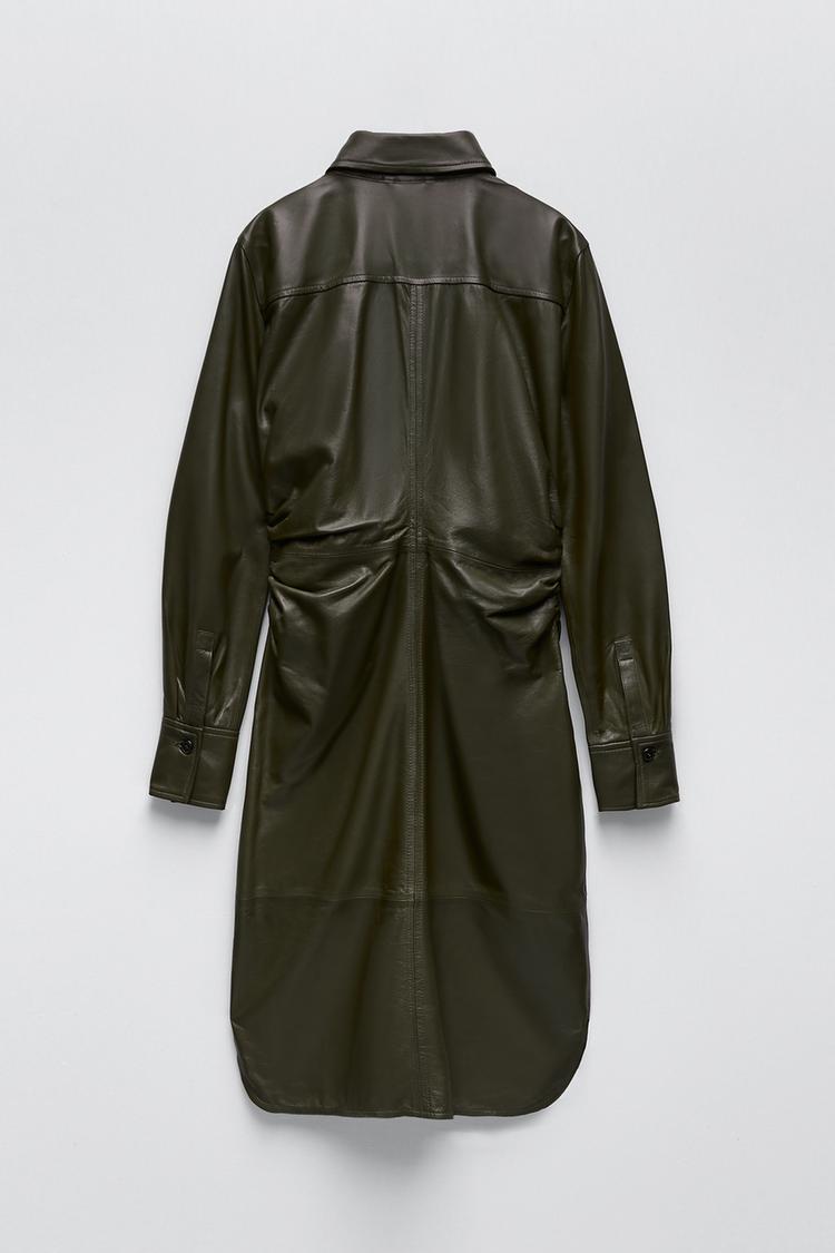 ギャザー入りリアルレザーワンピース Zara Japan 日本