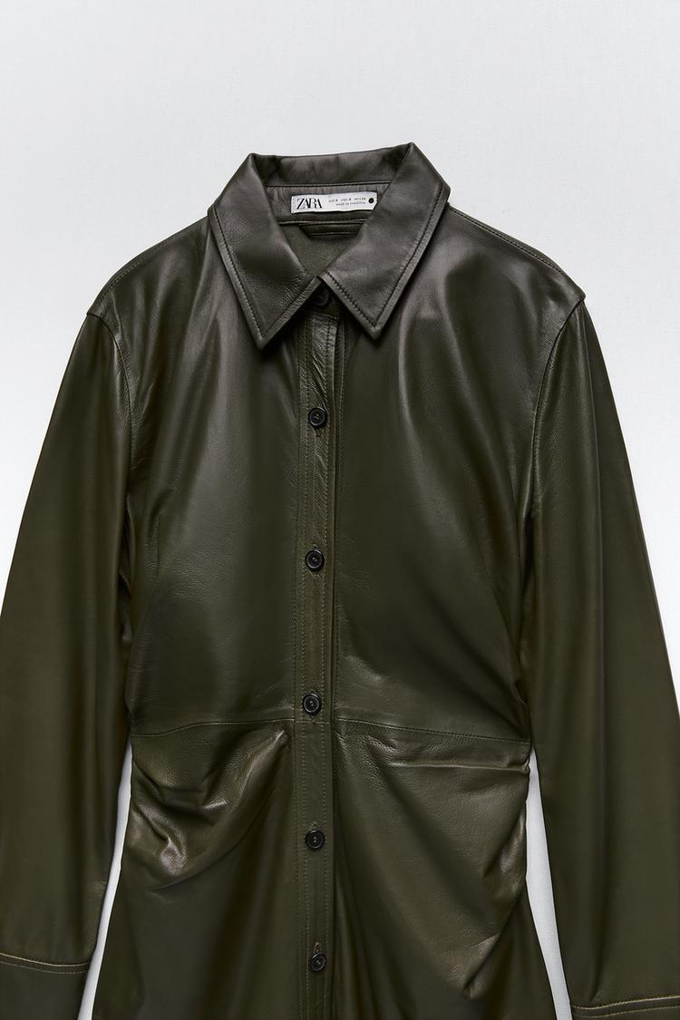 ギャザー入りリアルレザーワンピース Zara Japan 日本 ギャザー入りリアルレザーワンピース Zara Japan 日本