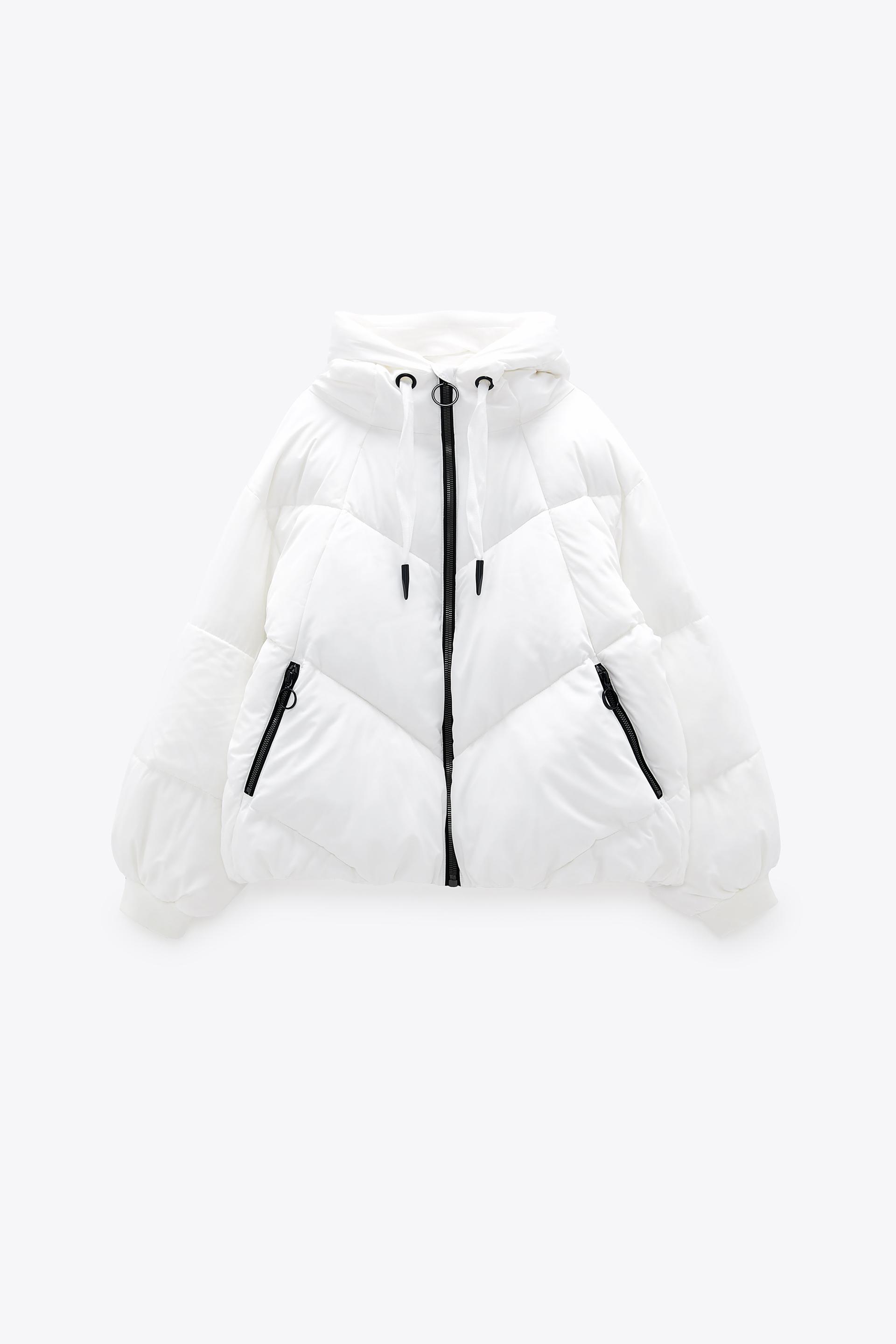 zara black hooded puffer jacket