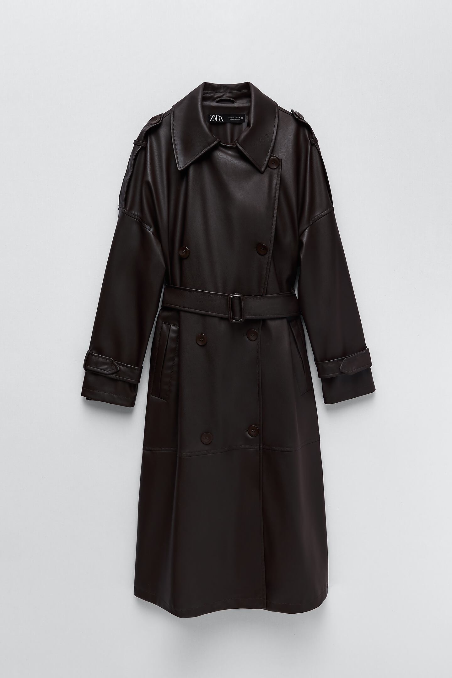 Image 2 of FAUX LEATHER DOUBLE BREASTED TRENCH COAT from Zara