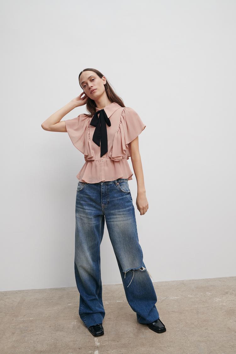 Bluse Mit Volant Und Schleife Zara Deutschland Germany