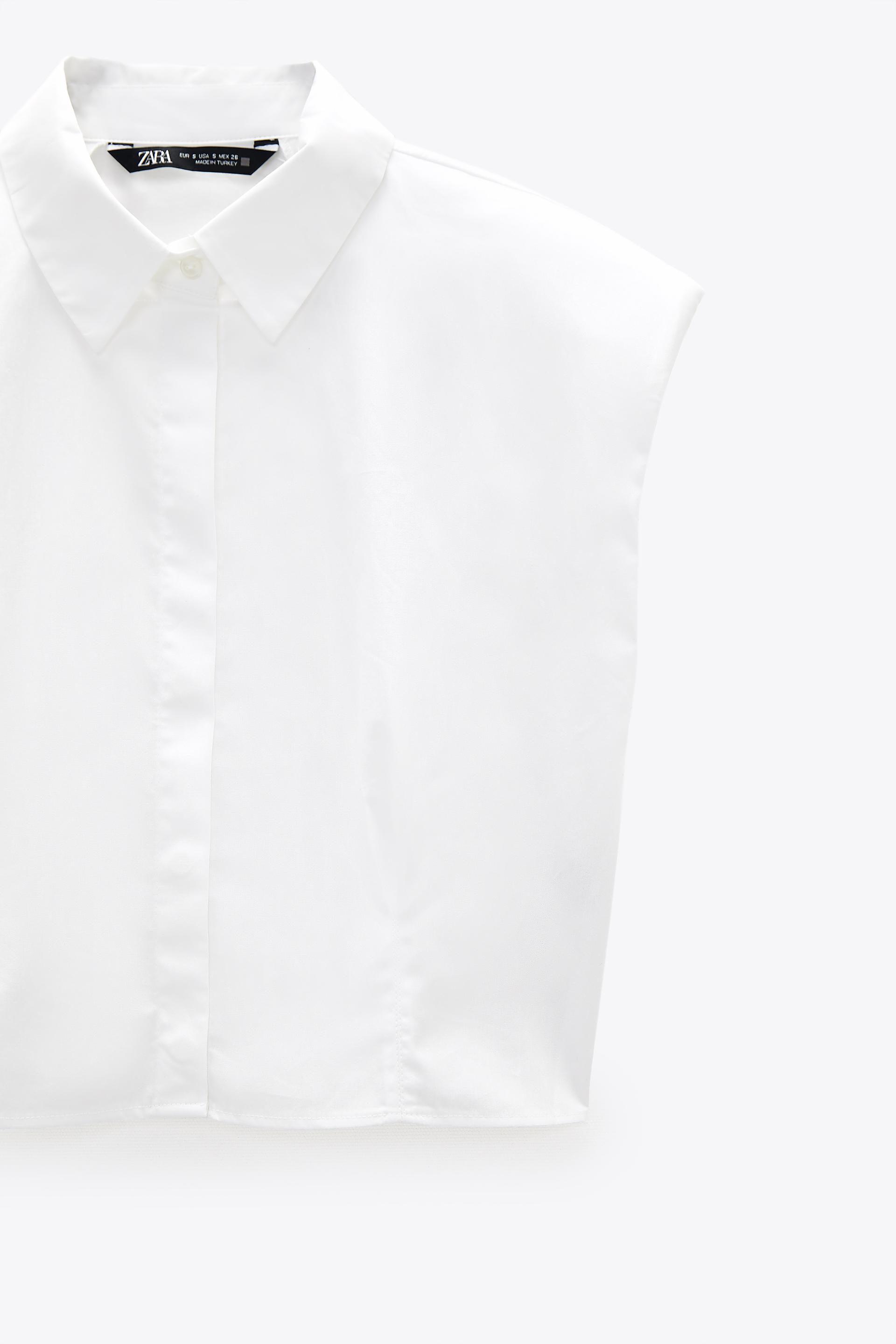Poplin Shirt With Shoulder Pads Zara International