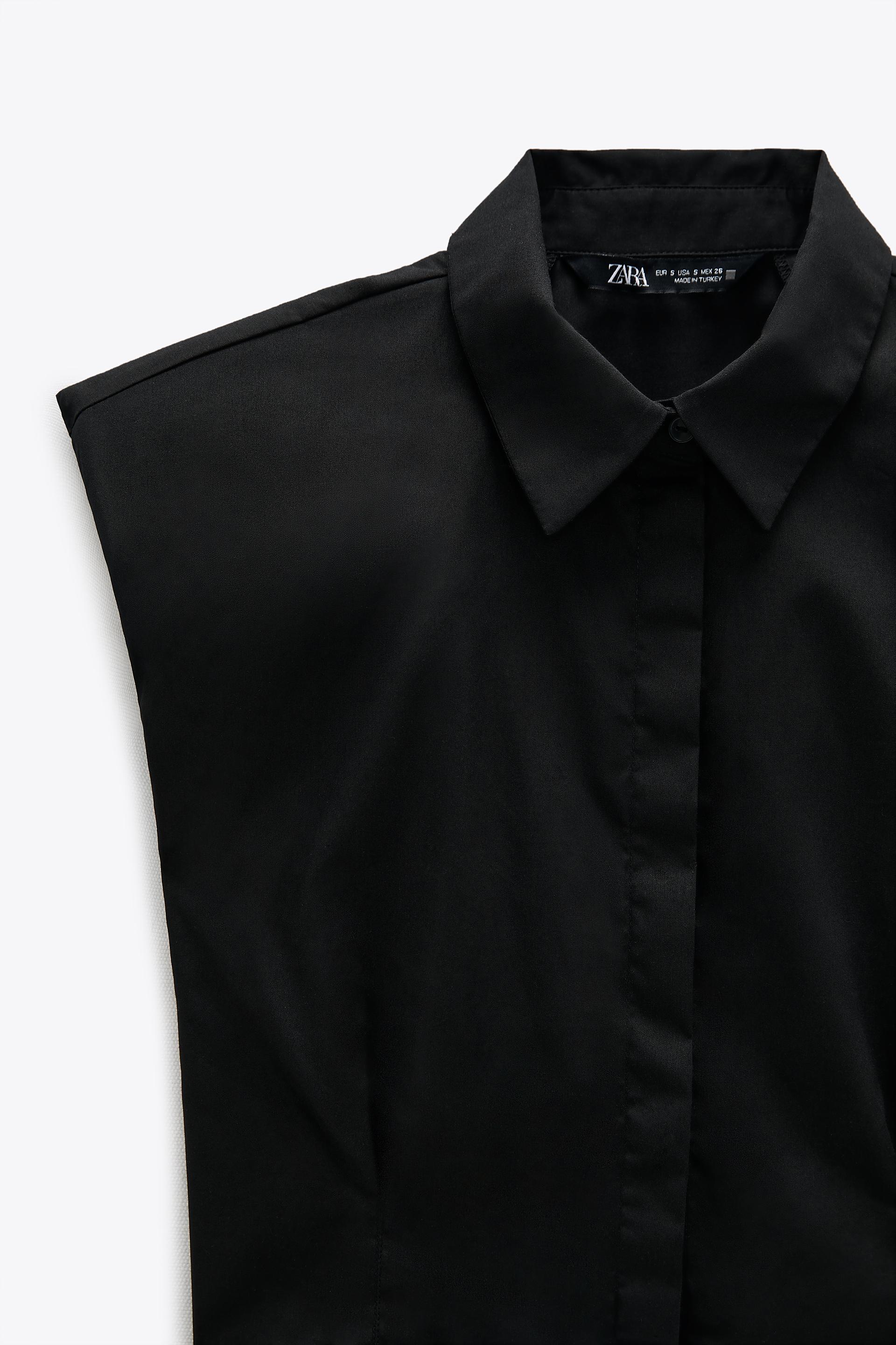 Poplin Shirt With Shoulder Pads Zara International