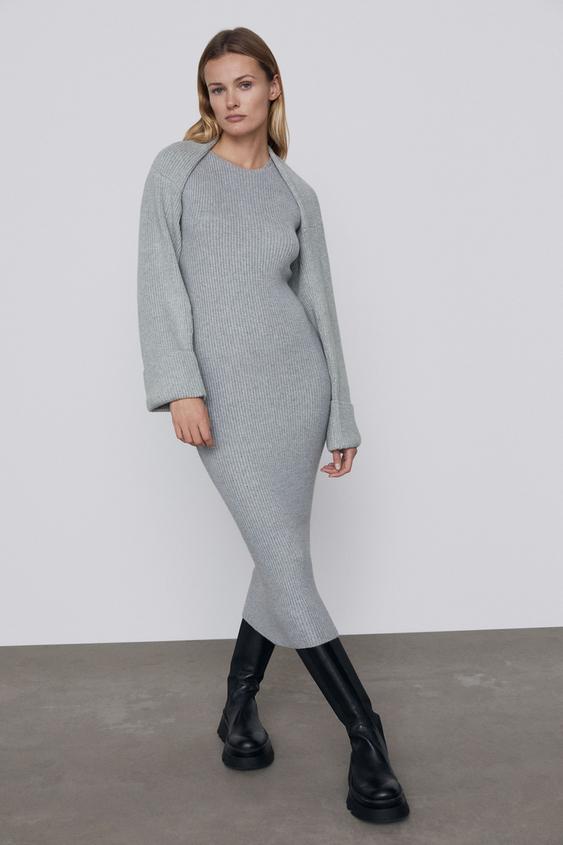zara grey midi dress