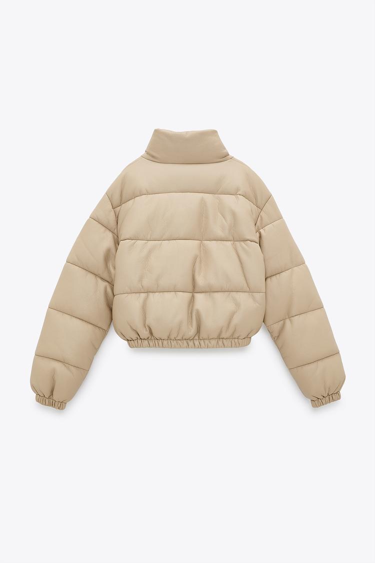 Faux Leather Puffer Jacket Zara United Kingdom