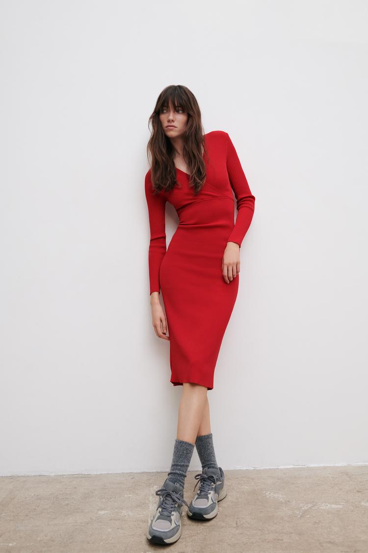 ミディ丈ニットワンピース Zara Japan 日本 ミディ丈ニットワンピース Zara Japan 日本