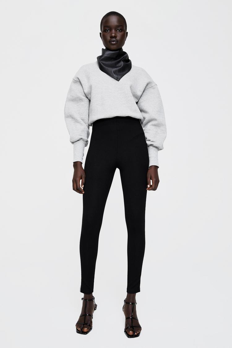 Parlak Tasli Yan Seritli Tayt Zara Turkiye Turkey