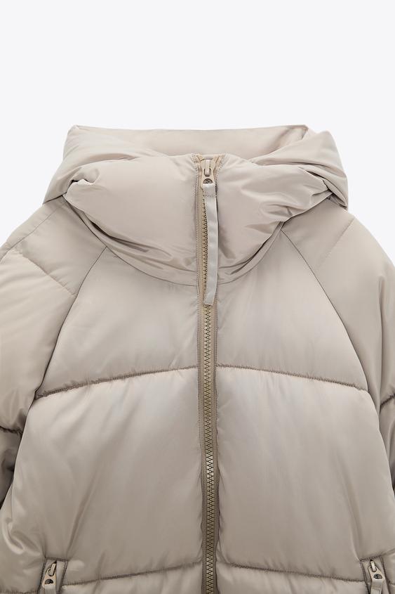 zara water repellent puffer coat