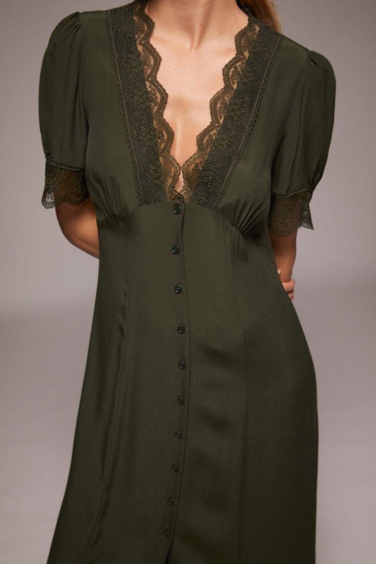 Midikleid Mit Spitze Zara Deutschland Germany