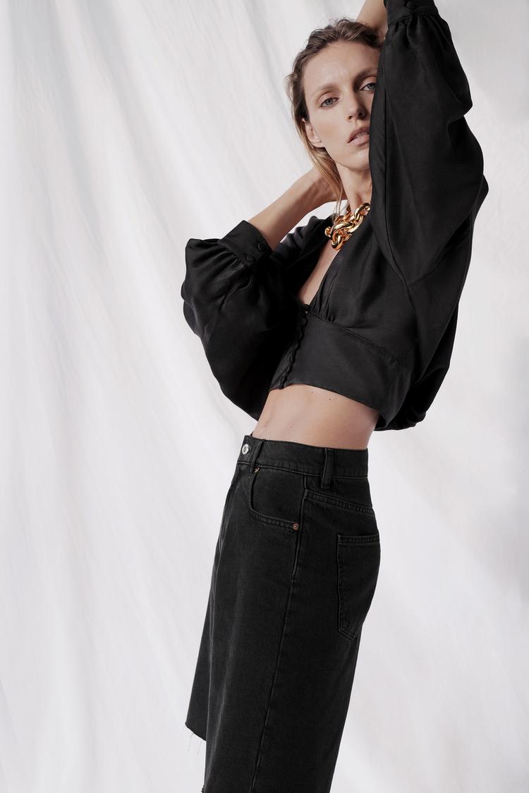 Buttoned Crop Top Zara United States
