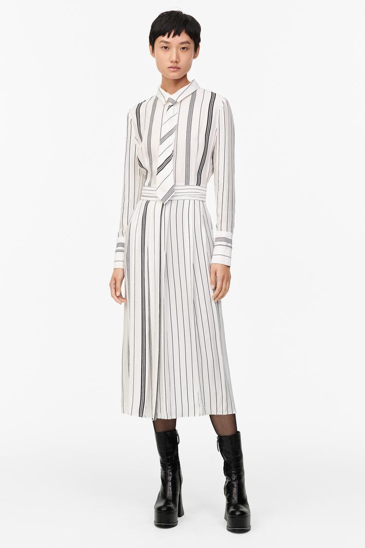 Gestreiftes Kleid Mit Krawatte Limited Edition Zara Deutschland Germany