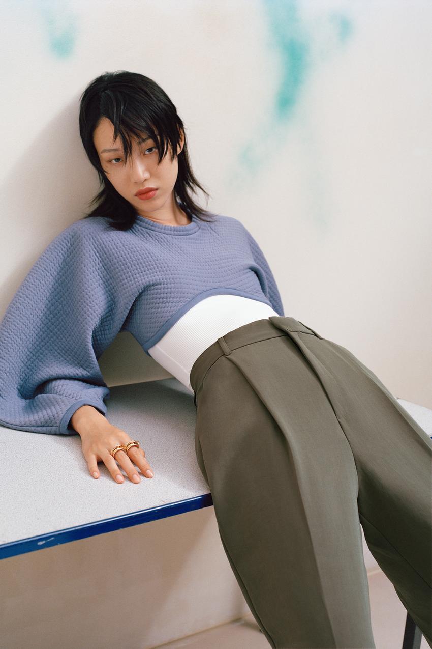 キルト加工入りクロップド丈スウェットシャツ Zara Japan 日本