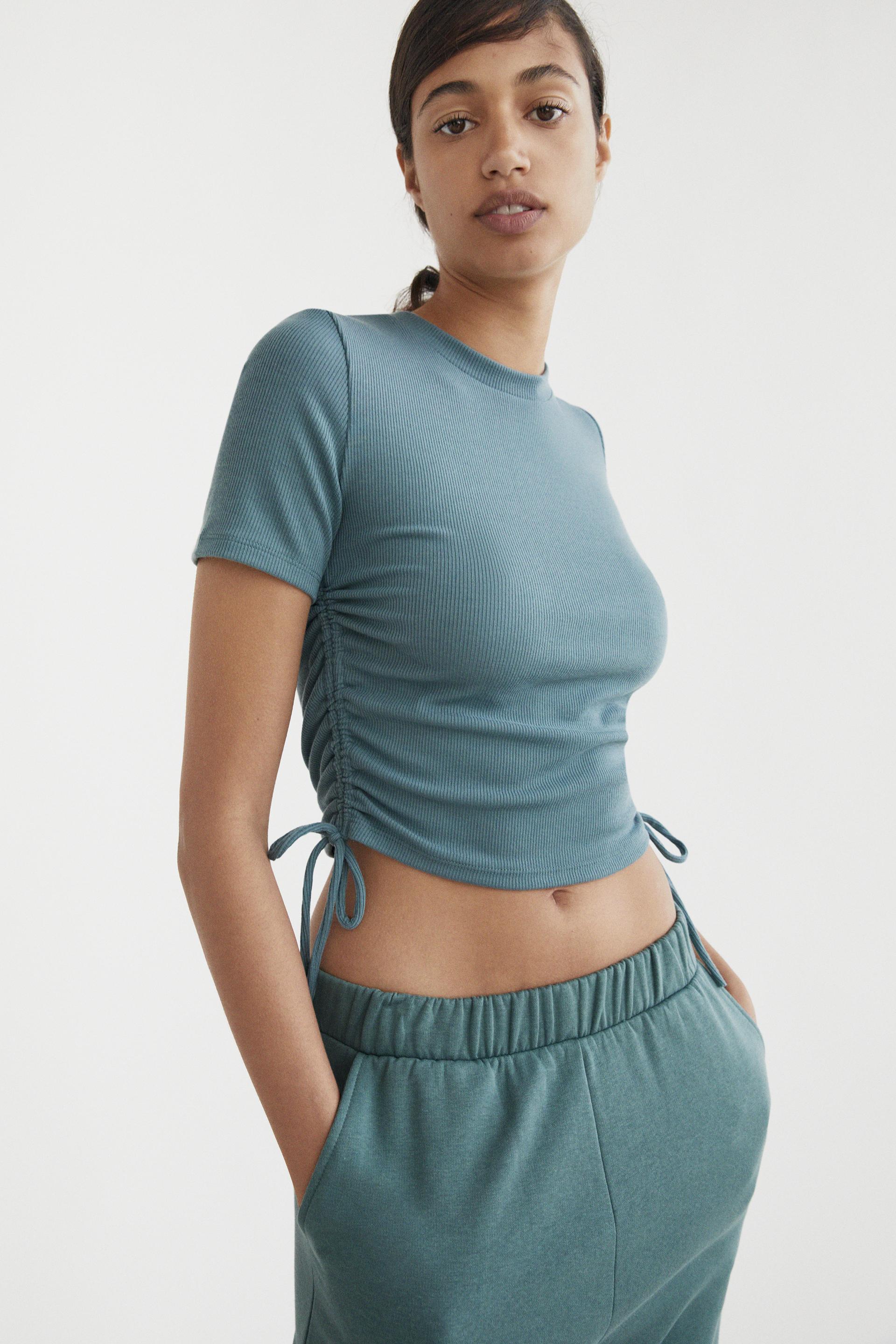 Ruched ribbed top zara Clearance