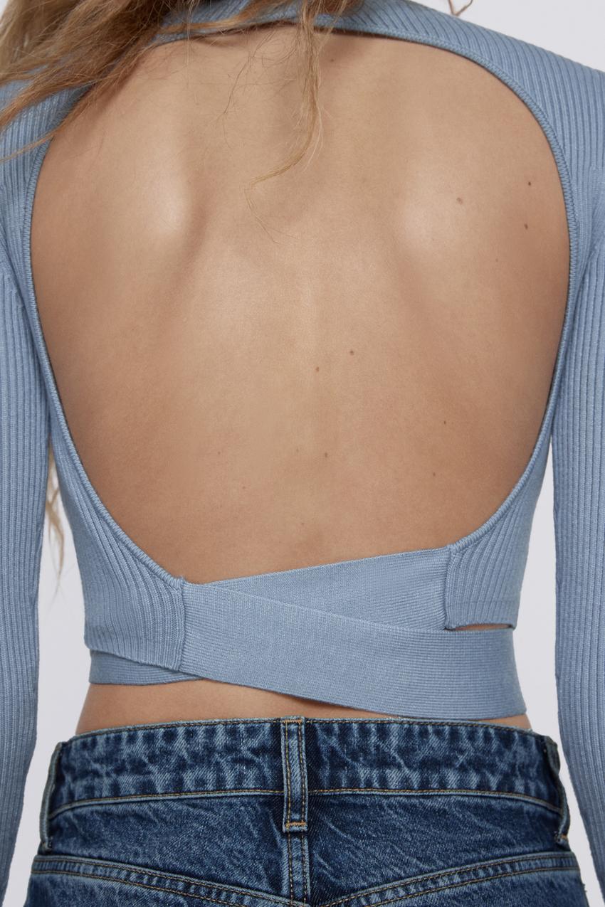 Image 2 of OPEN BACK KNIT SWEATER from Zara