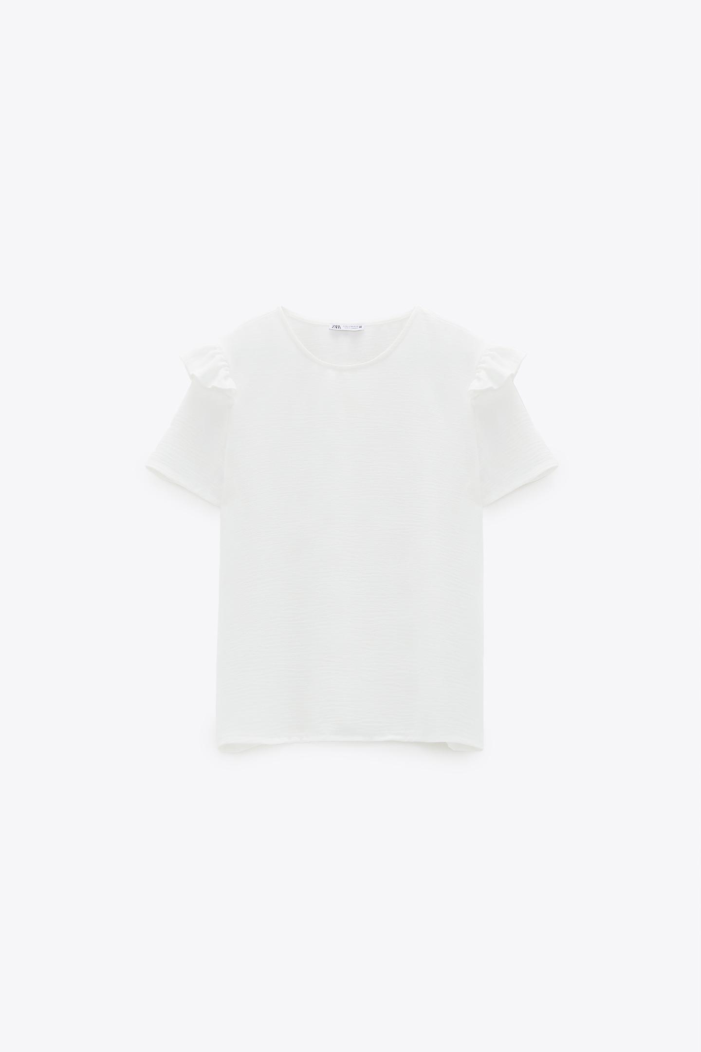 Image 1 of TEXTURED WEAVE TOP WITH RUFFLES from Zara