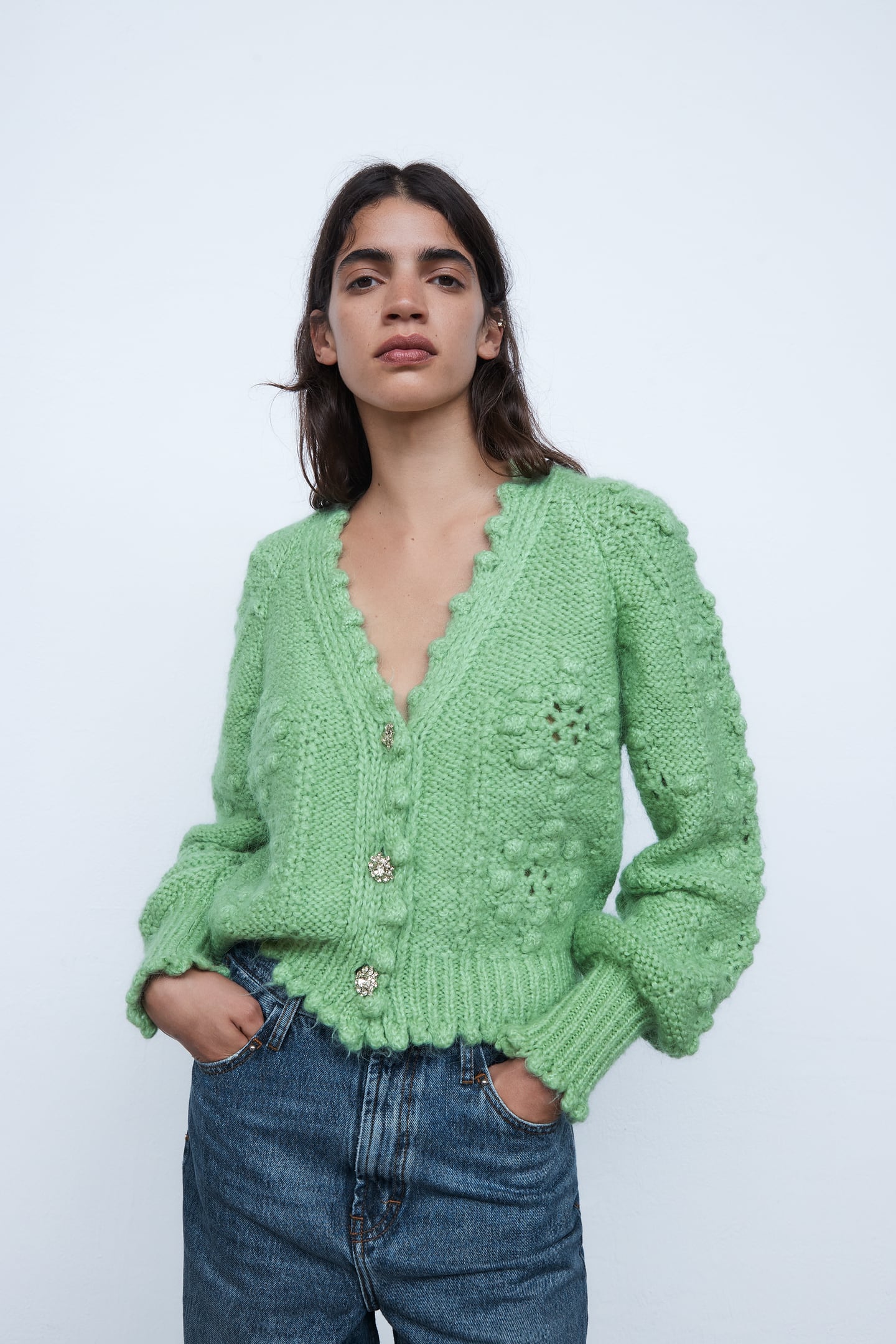 Image 2 of TEXTURED WEAVE KNIT CARDIGAN from Zara