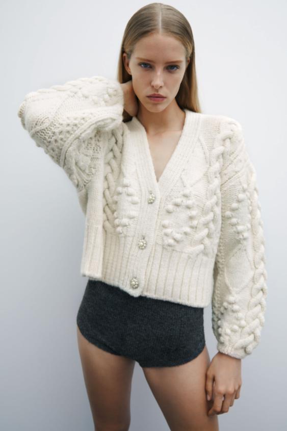 zara jewel button cardigan