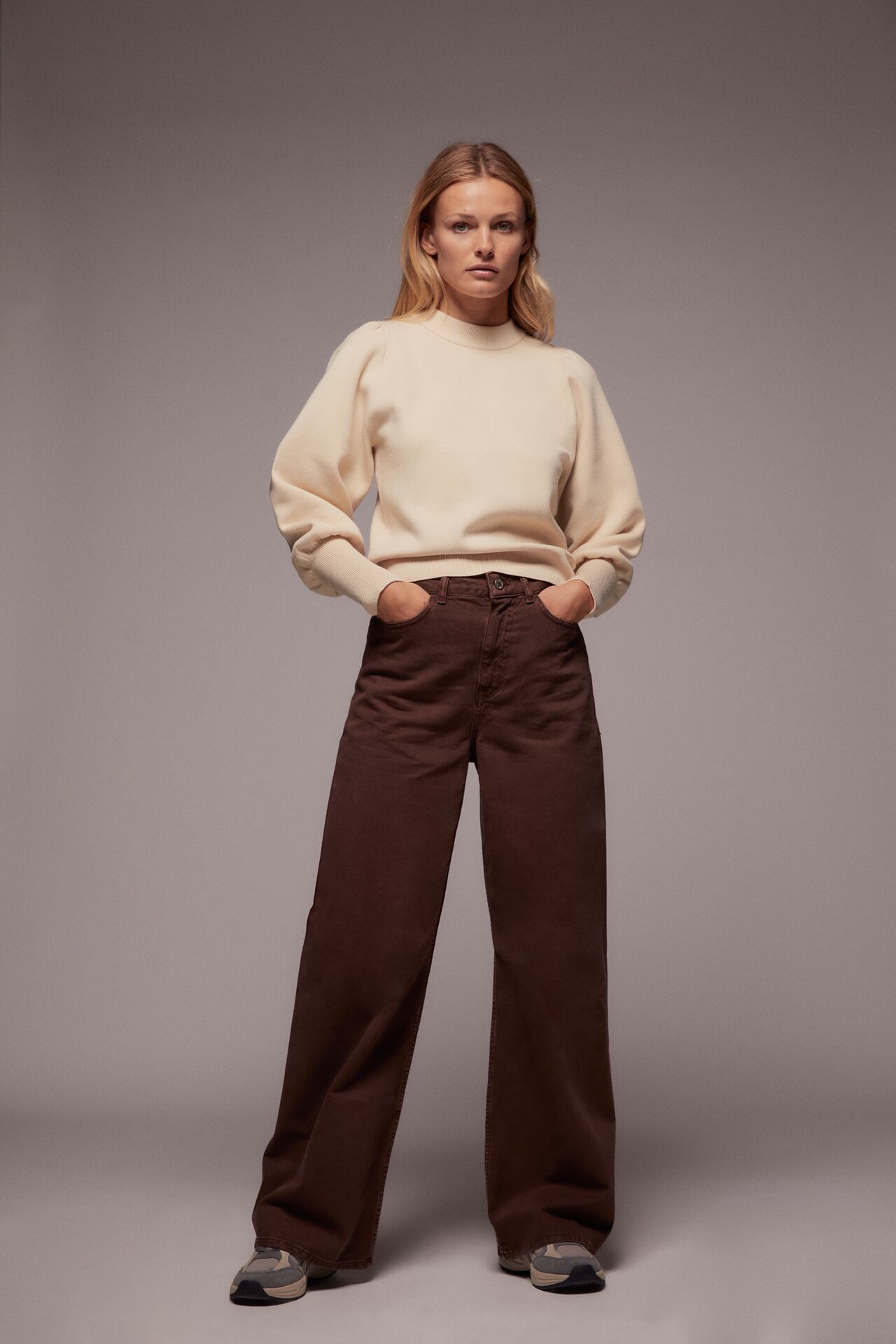 Image 1 of SWEATER WITH PUFF SLEEVES from Zara