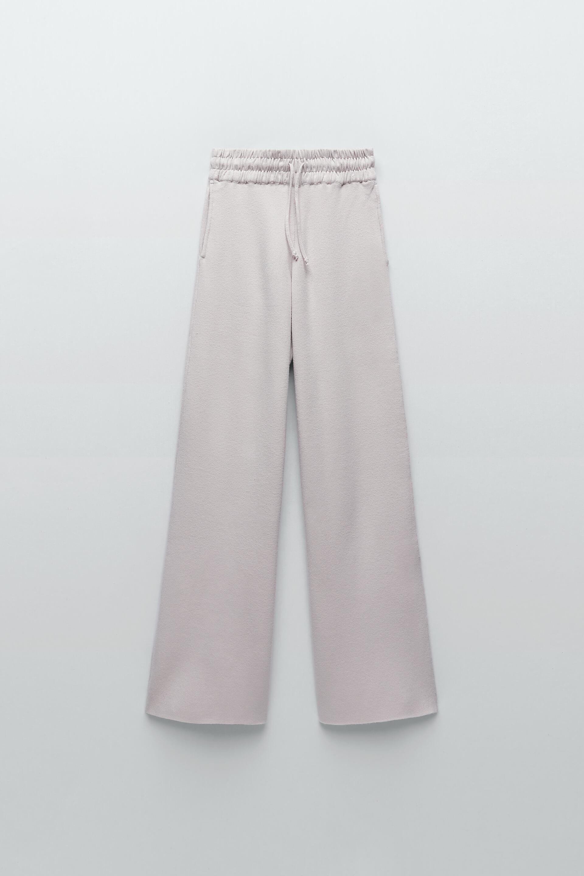 KNIT PALAZZO TROUSERS - Light grey 