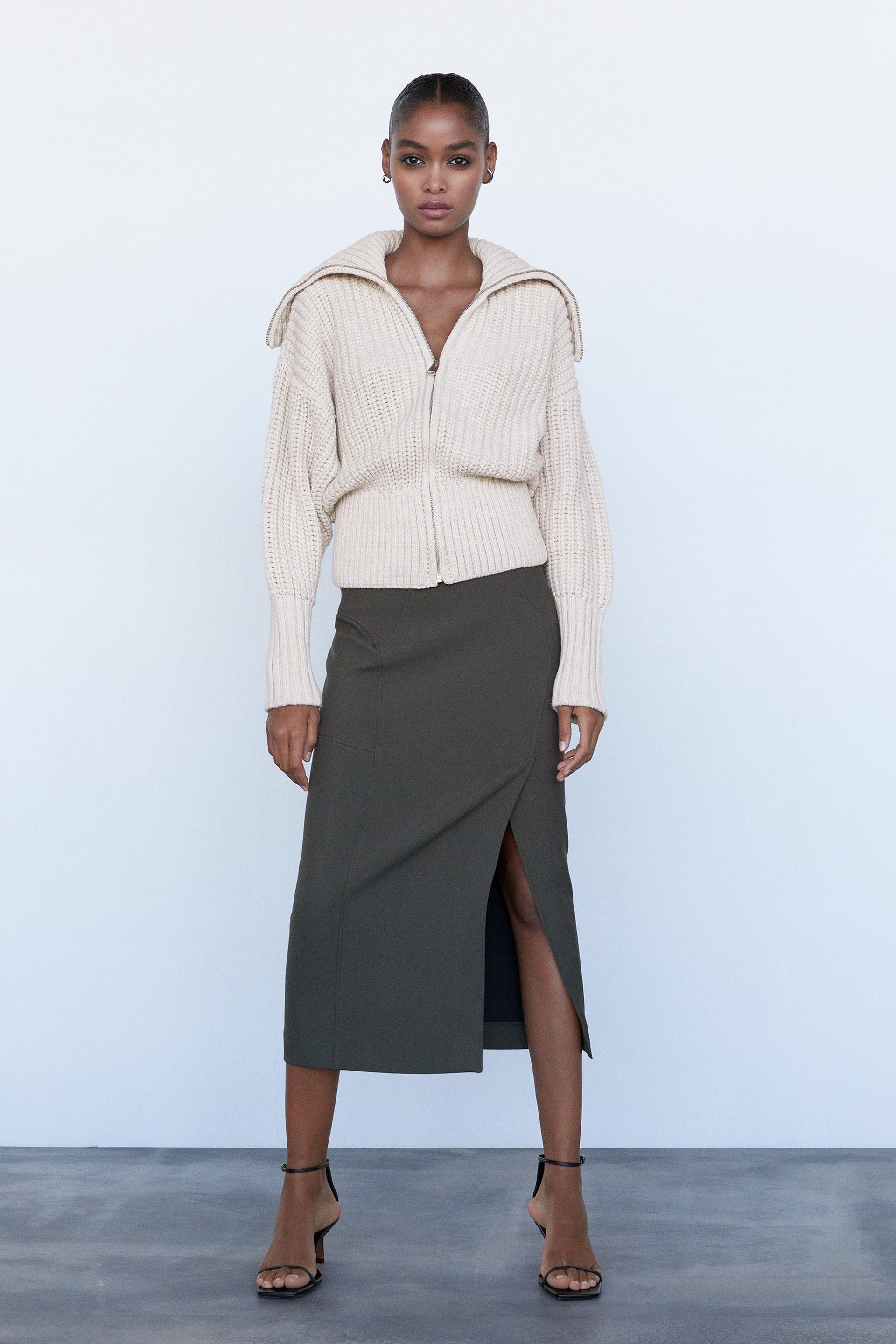 Zip up knit jacket trf zara Clearance