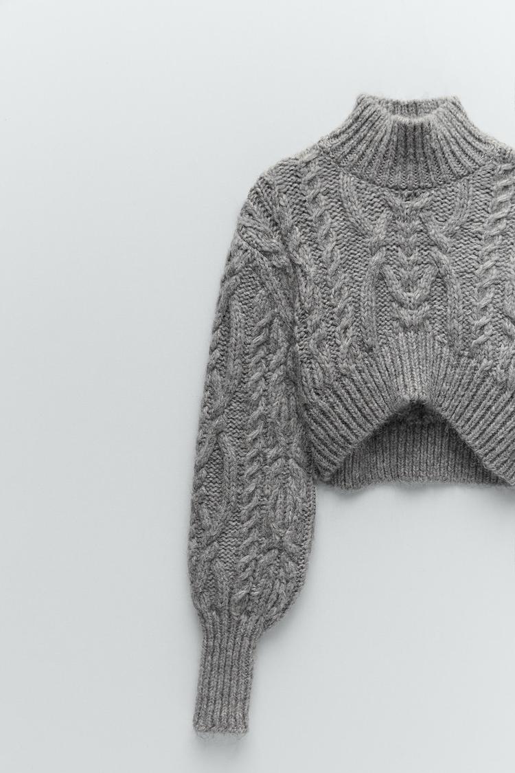 Cropped Pullover Mit Zopfmuster Zara Deutschland Germany