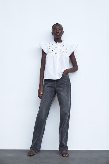 EMBROIDERED POPLIN SHIRT - White | ZARA 