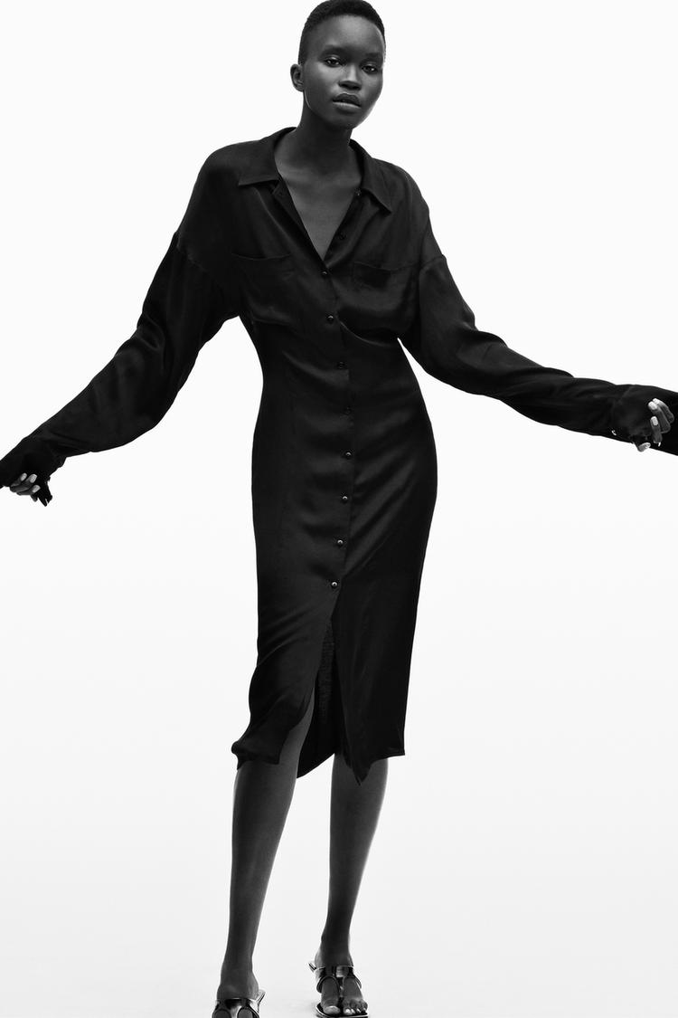 サテン風シャツワンピース Zara Japan 日本