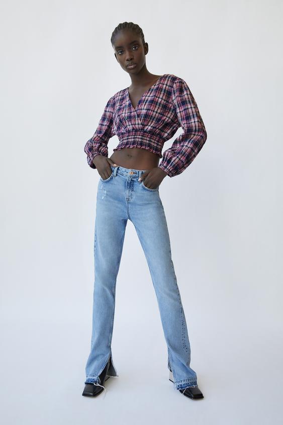 CHECK CROP TOP