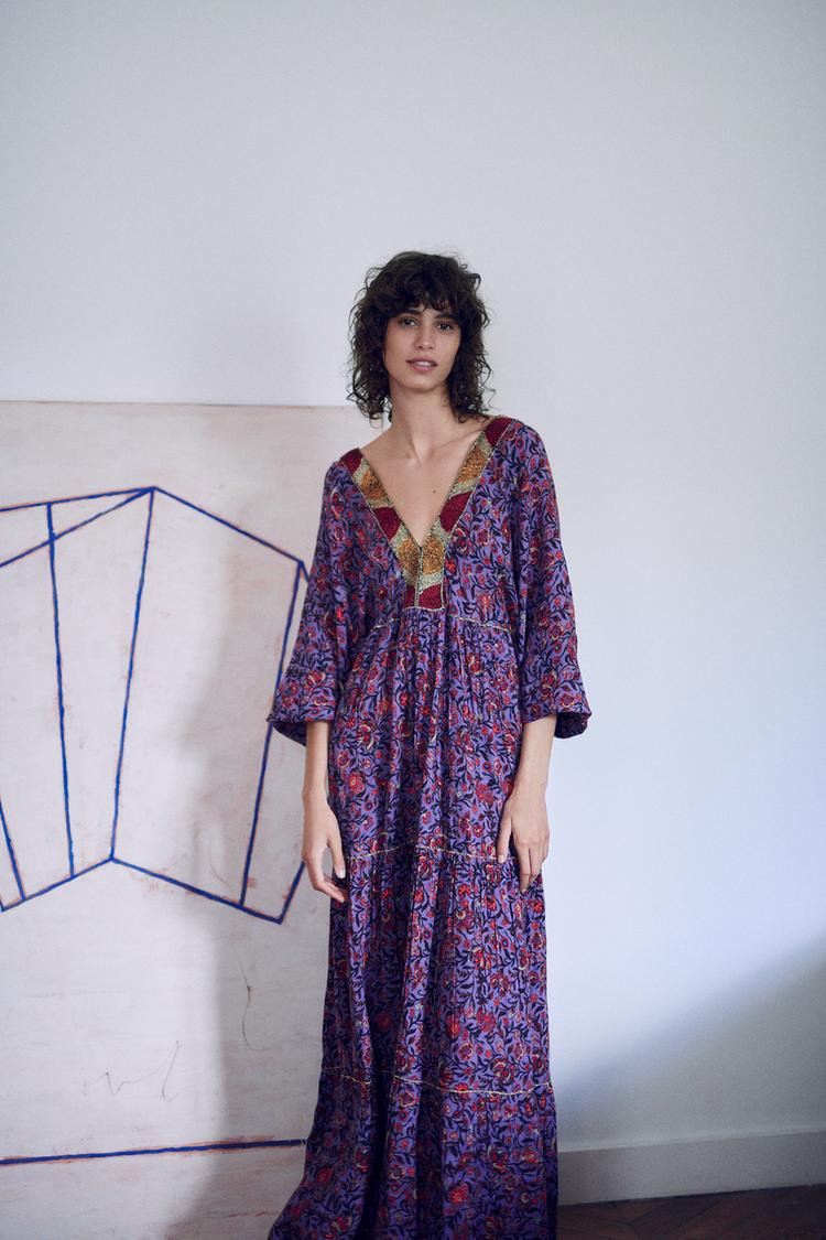 Long Printed Dress Zara Uae Dubai Sharjah Ajman Uaq Fujairah