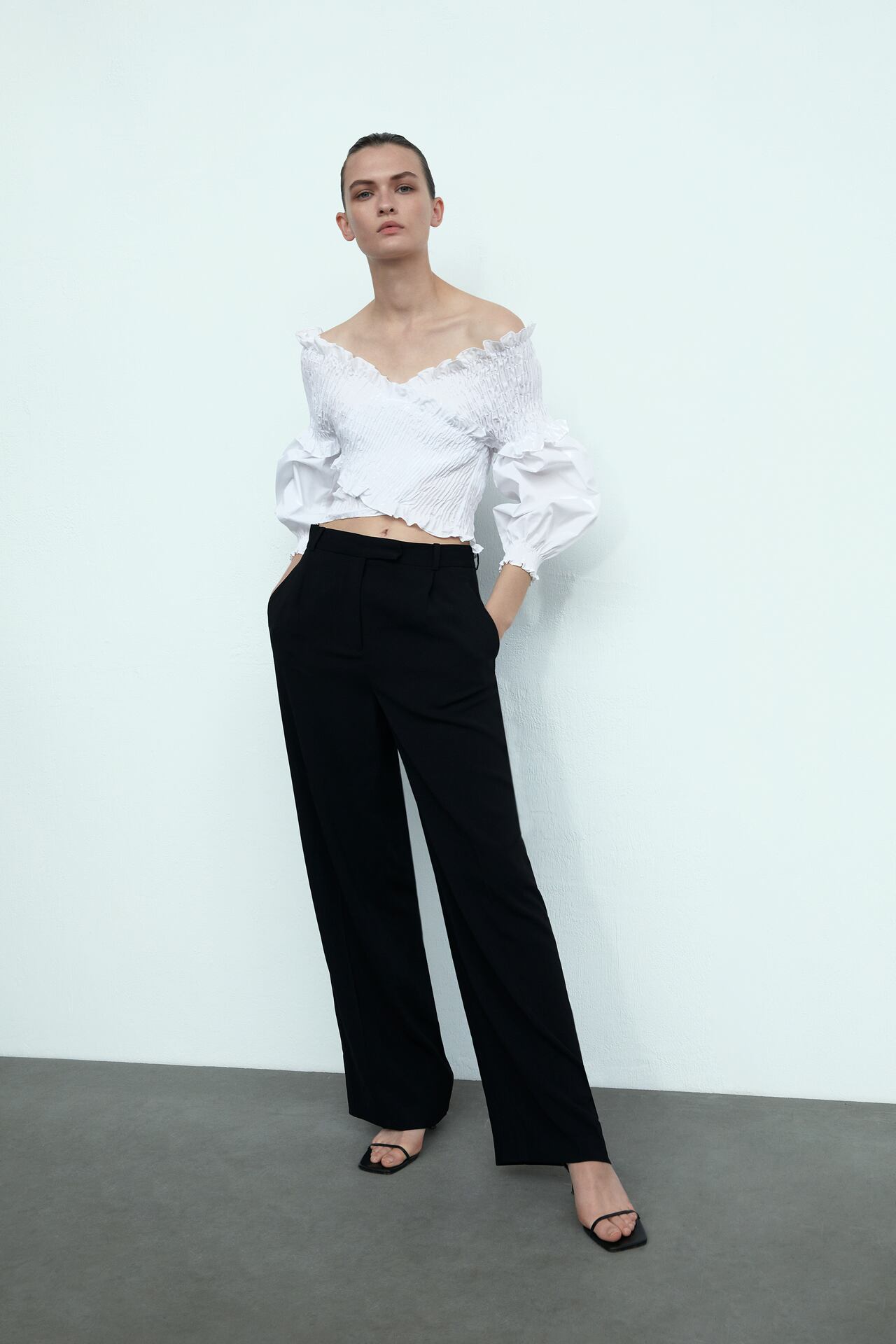 Image 1 of CROP TOP WITH SMOCKED DETAIL from Zara