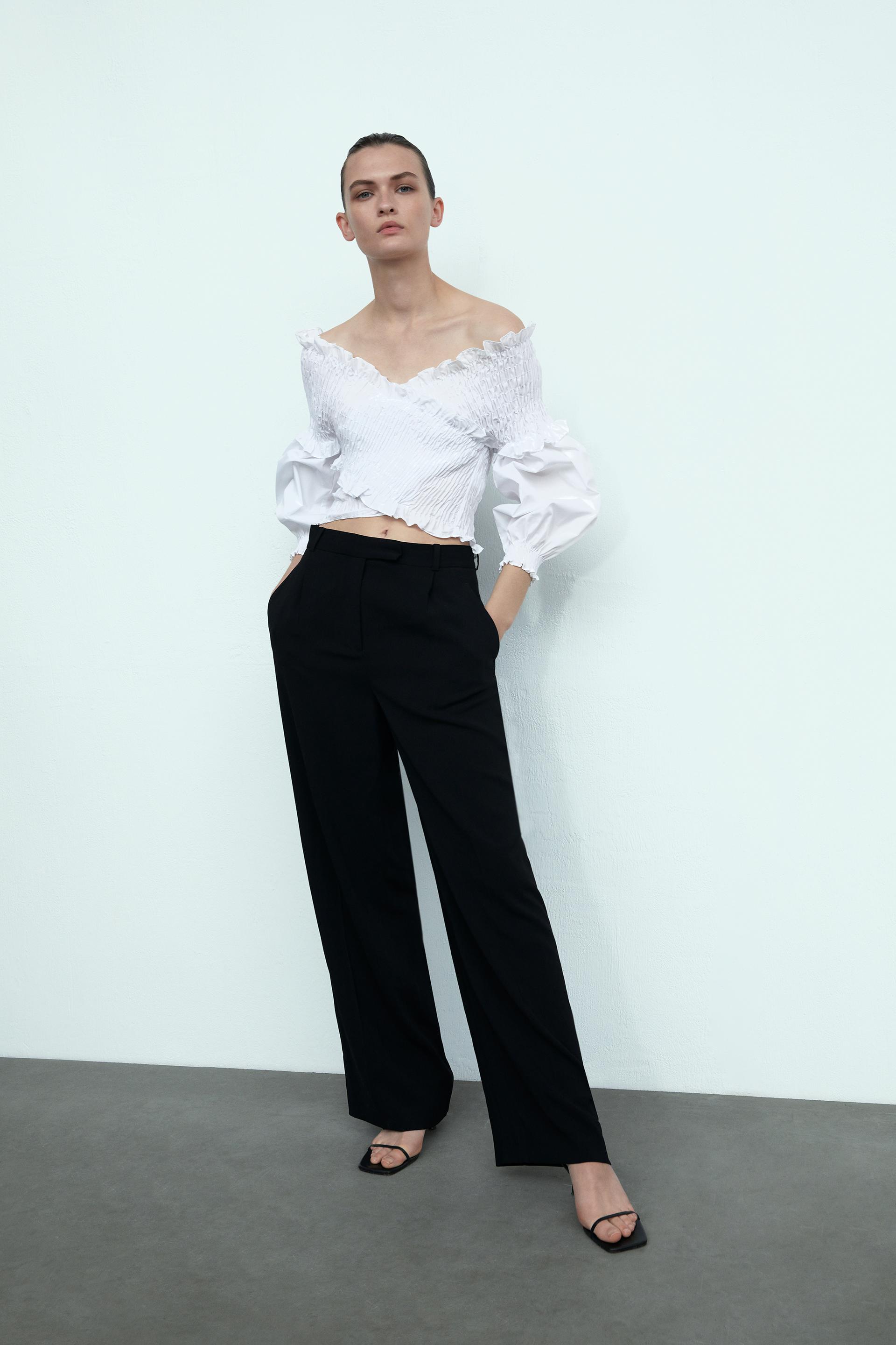 Crop Top With Smocked Detail Zara International