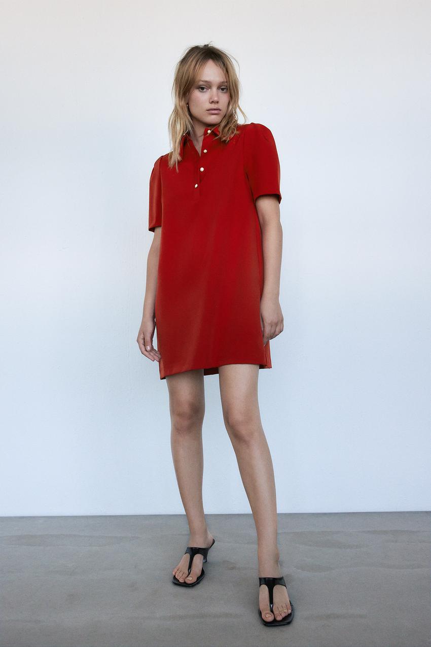 Изображение 1 из МИНИ-ПЛАТЬЕ С ЖЕМЧУГОВЫМИ ПУГОВИЦАМИ от Zara