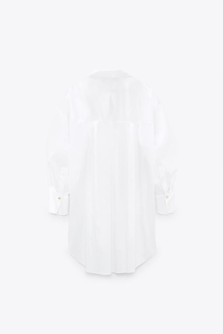 Lange Bluse Mit Goldfarbenem Knopf Zara Deutschland Germany