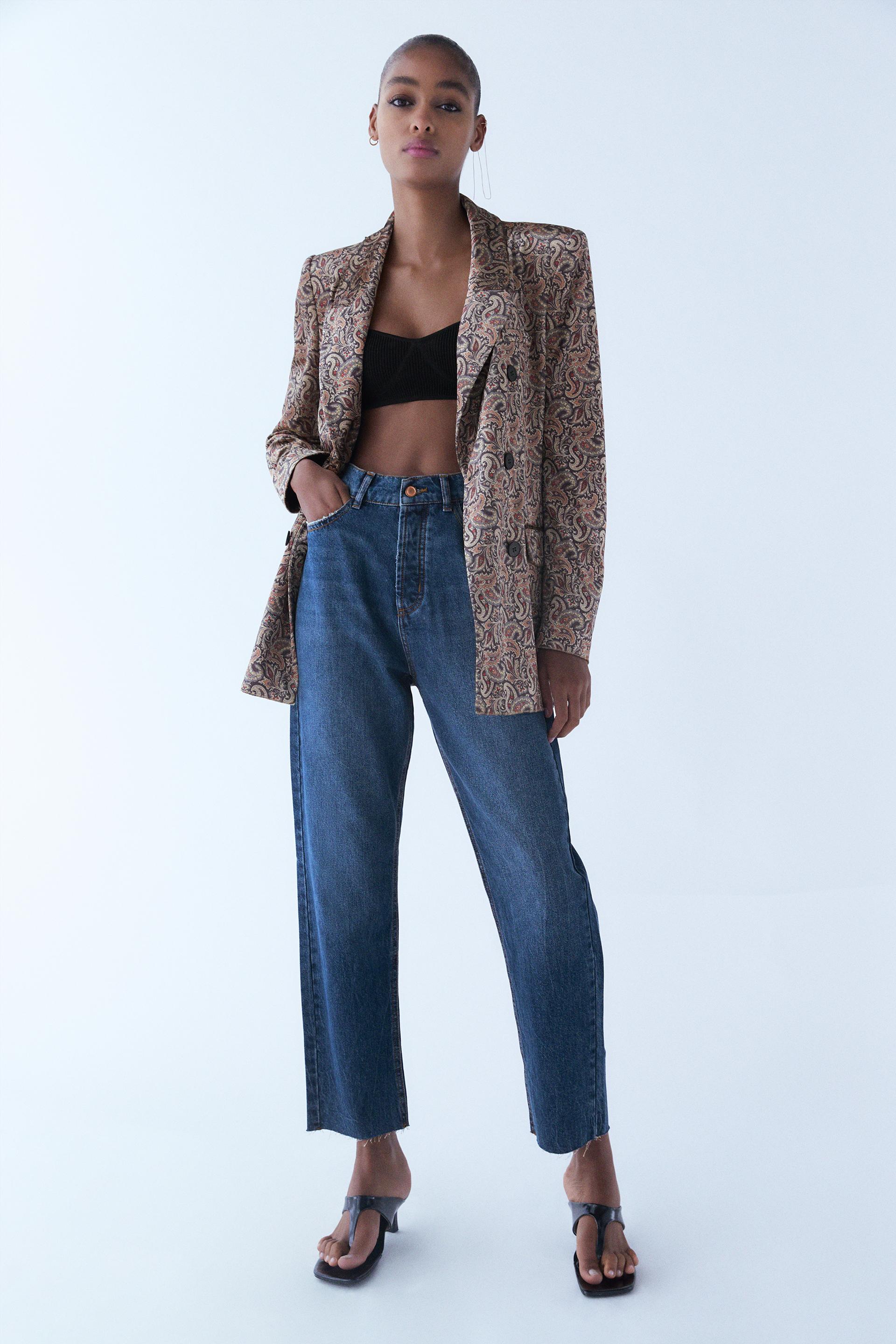 Blazer Terciopelo Estampada Zara Espana