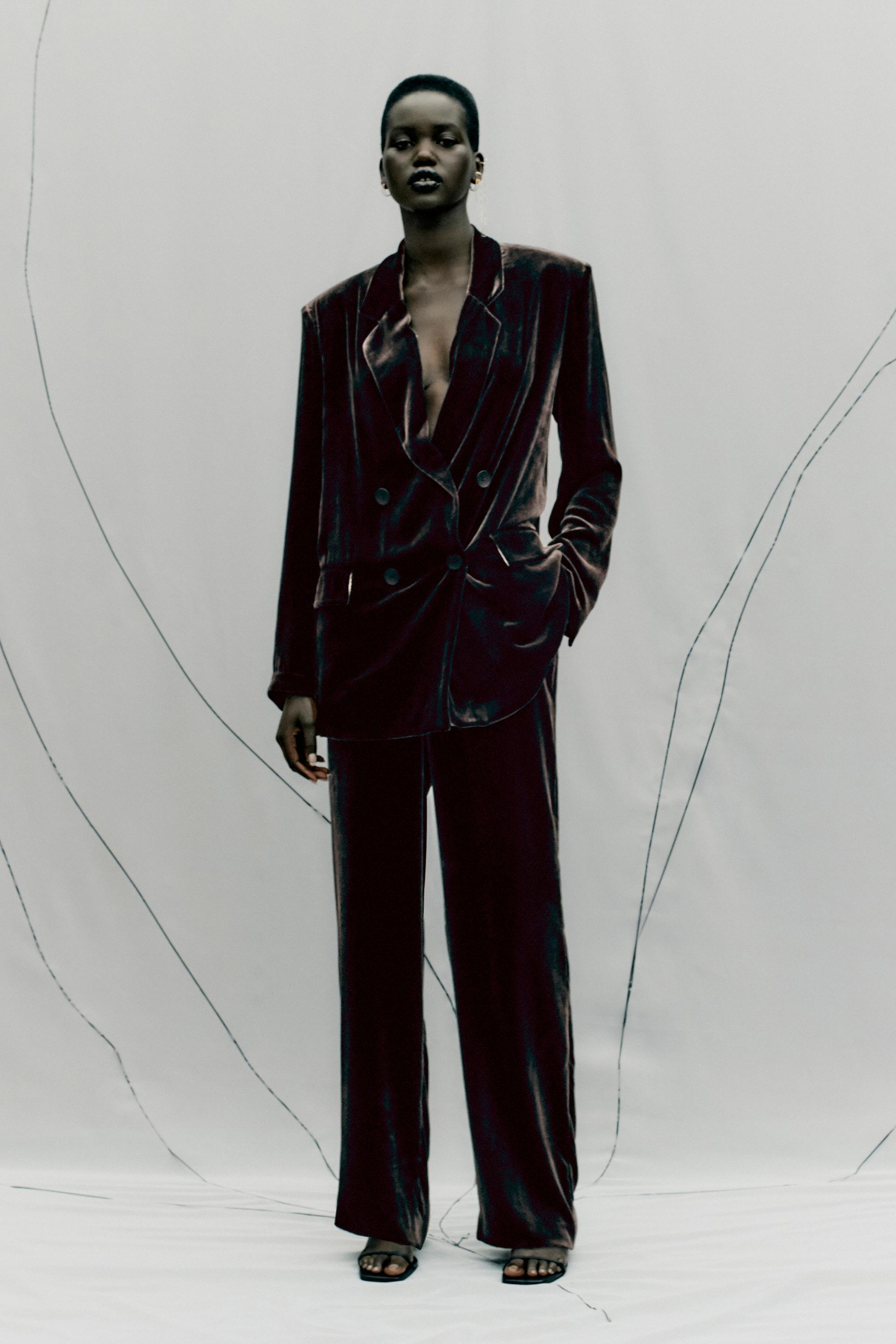 Blazer Cruzada Terciopelo Zara Espana